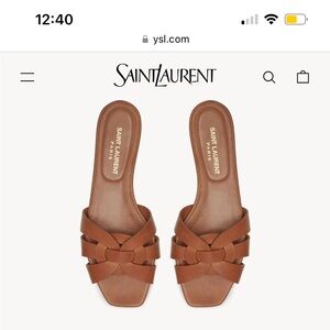Saint Laurent (YSL)  Tribute Shoes Amber Brown Leather Mules Sandals Slides 40